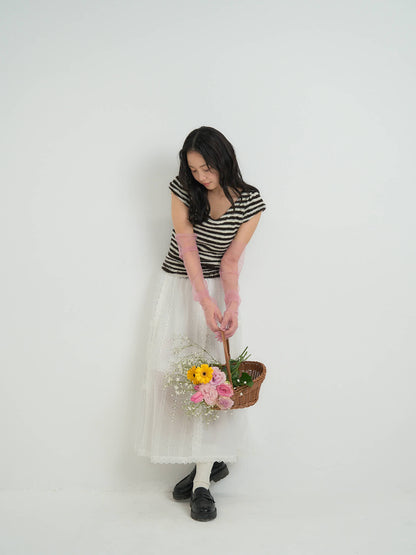 lace tiered long skirt