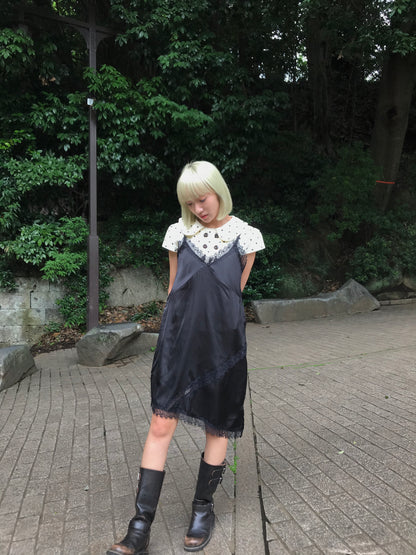 lace satin slip dress