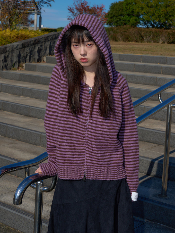 border knit zip hoodie 【 12/11  新色追加 】