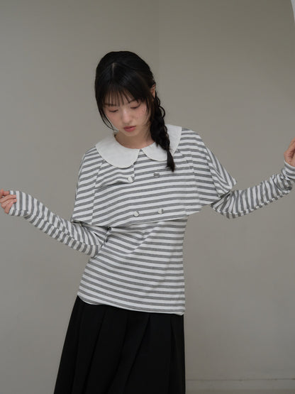 border doll collar cape sleeve top