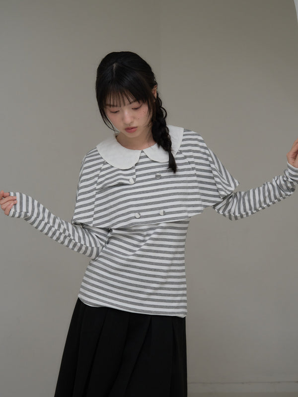 border doll collar cape sleeve top