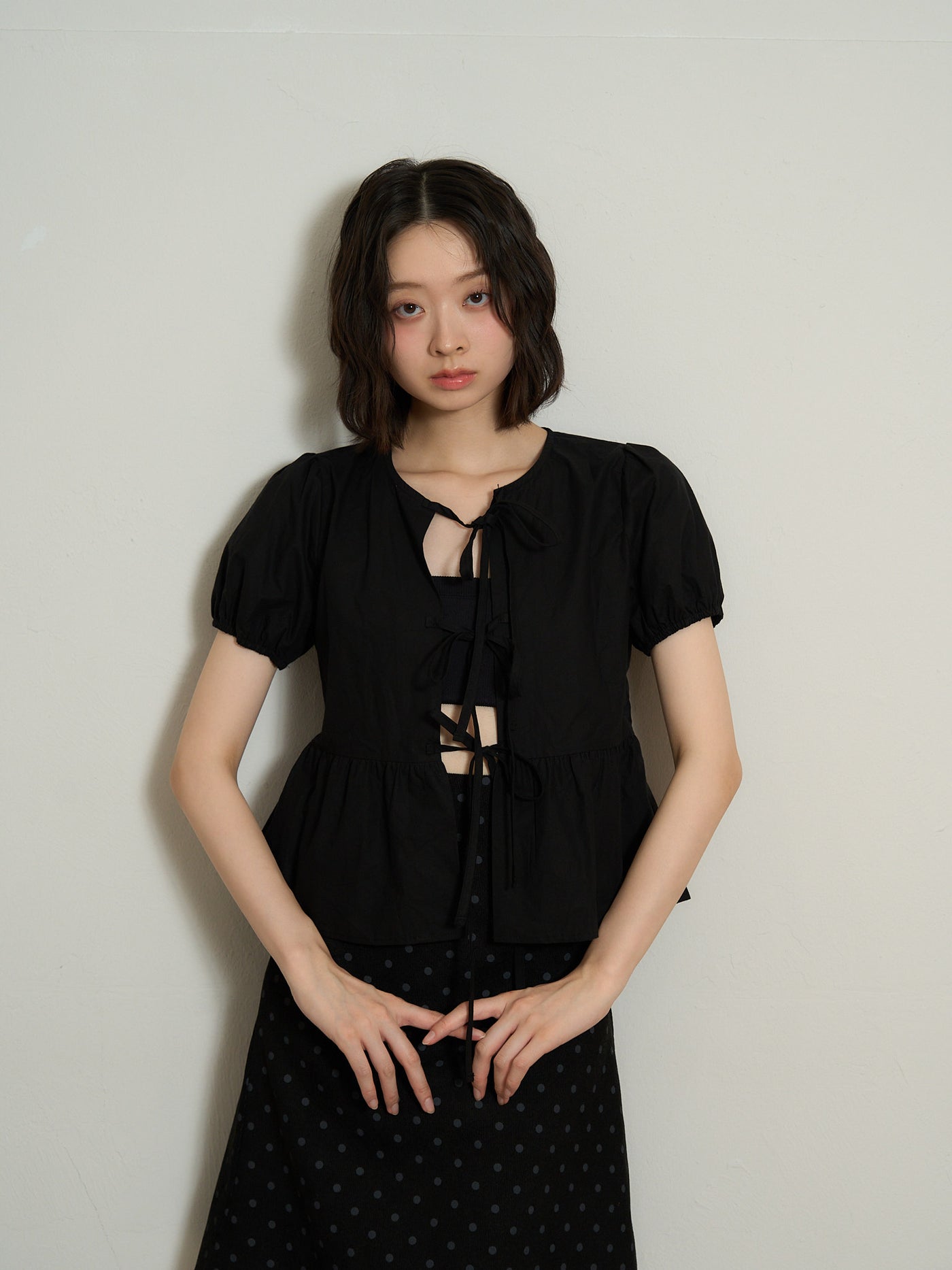 ribbon flare blouse