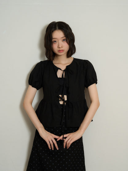 ribbon flare blouse