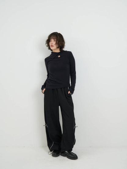 button high neck knit