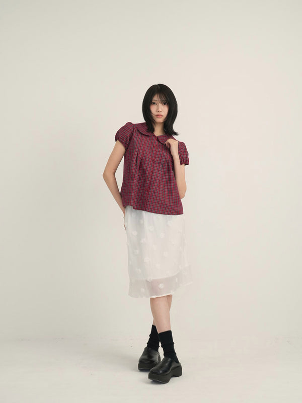 doll collar plaid blouse