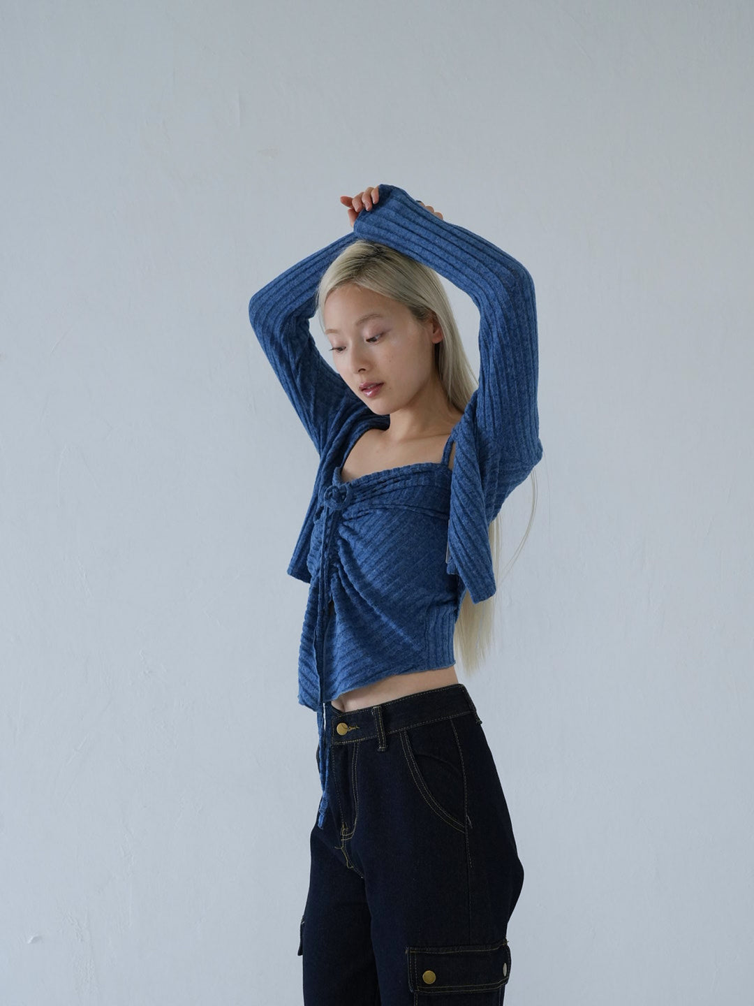 【 10月上旬発送予定 】ribbed ruched cami & cardigan set