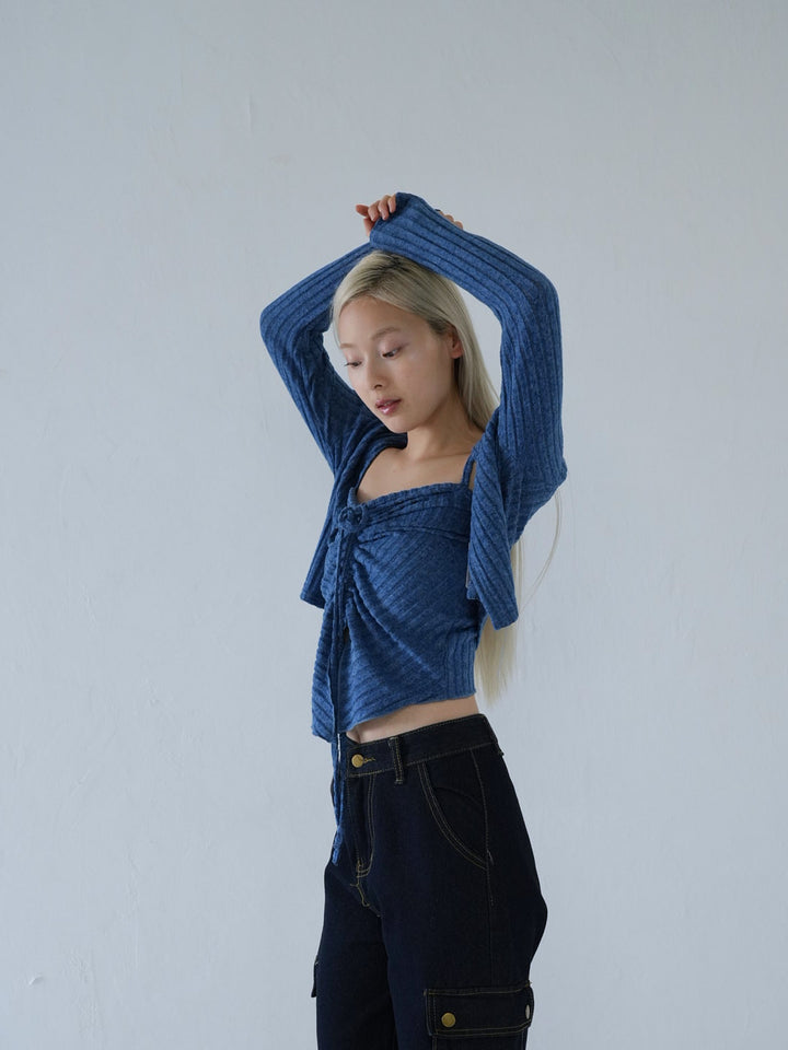 【 10月上旬発送予定 】ribbed ruched cami & cardigan set