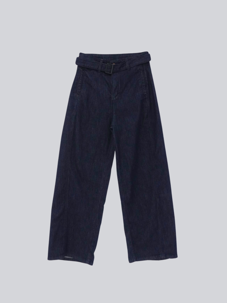 belted high waist denim pants