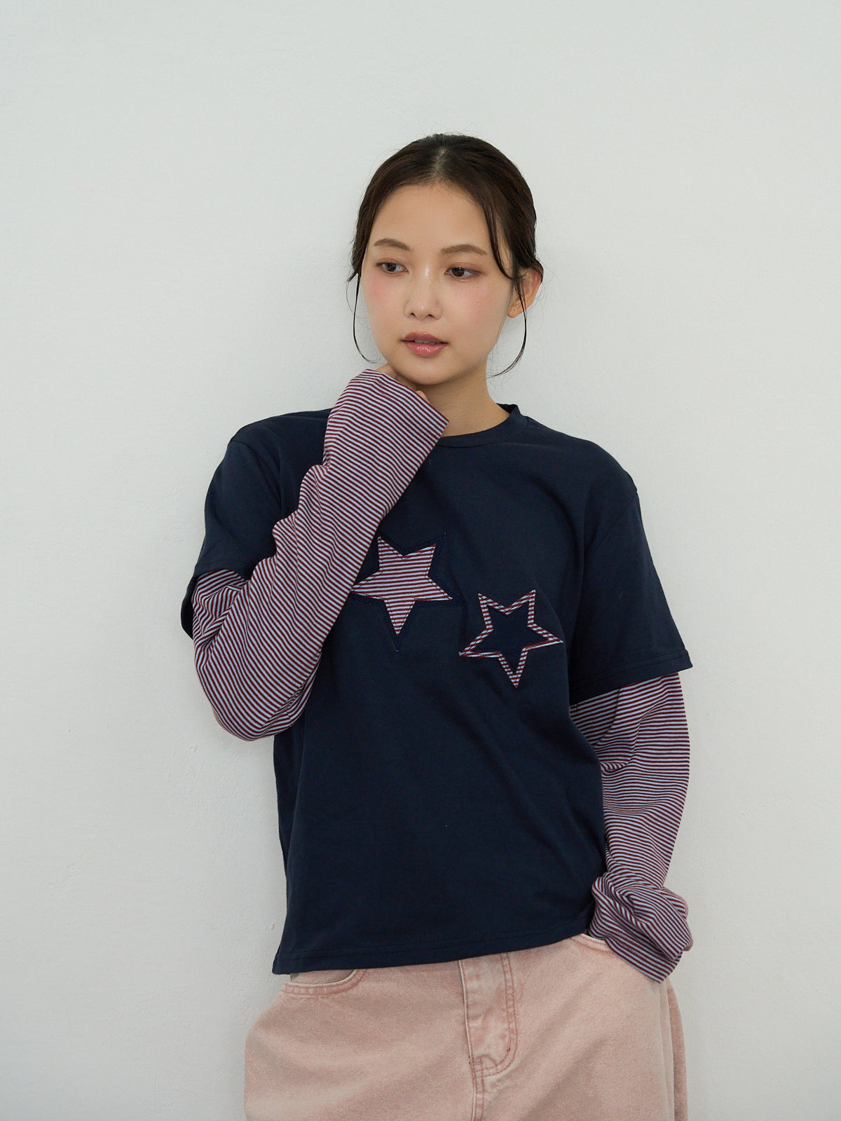 star border layered long sleeve tee