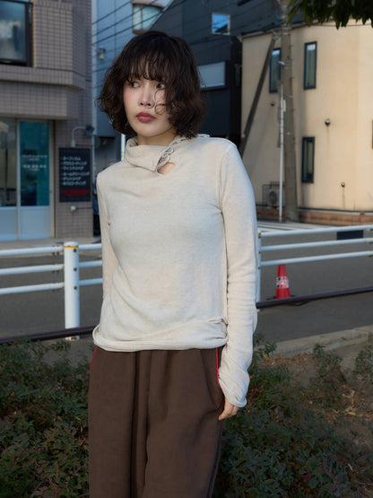 button high neck knit