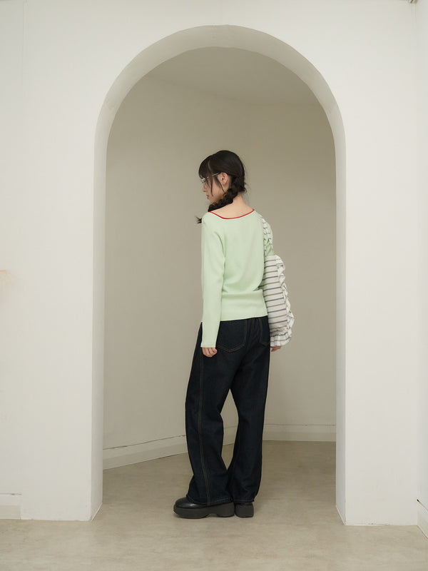 colorblock asymmetry shoulder knit