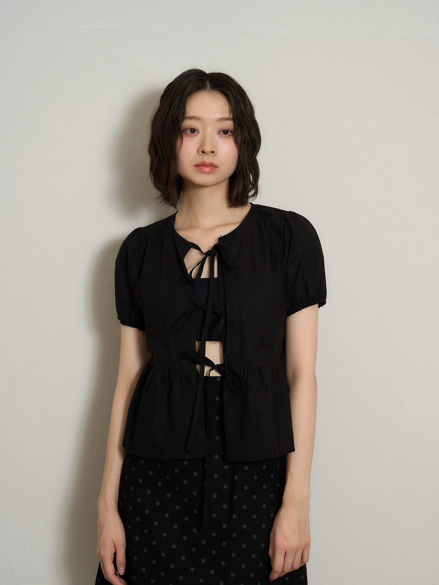 ribbon flare blouse