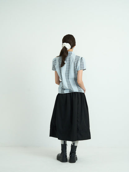 mixed stripe plaid shirt