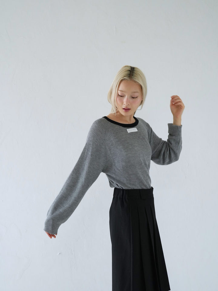 【 10月上旬発送予定 】contrast trim rib knit top