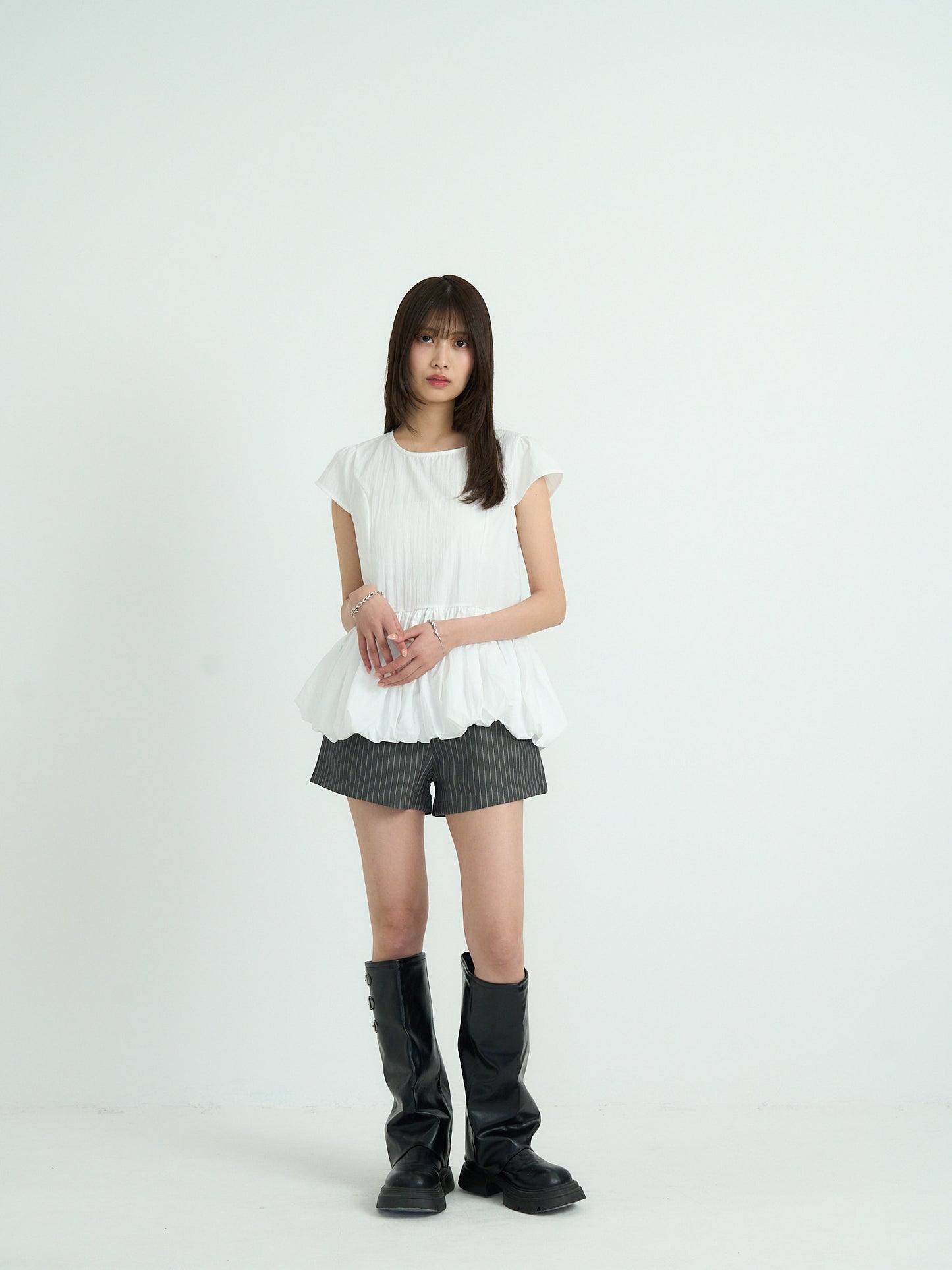 peplum puff sleeve blouse