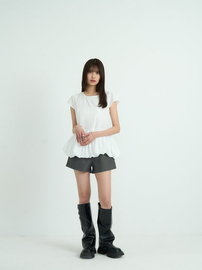 peplum puff sleeve blouse