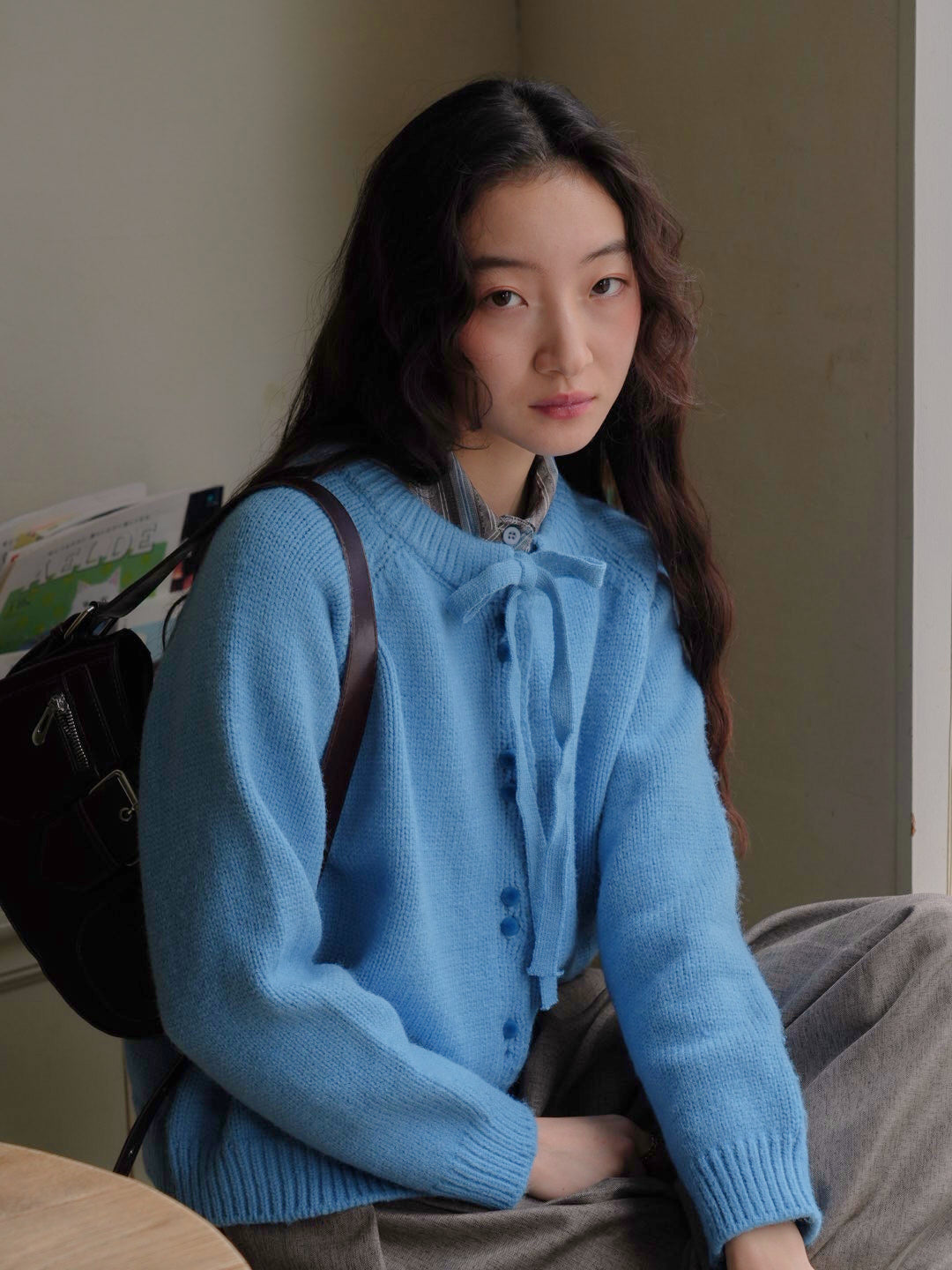 ribbon tie knit cardigan