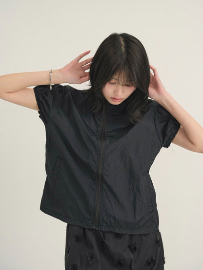 stand collar zip short jacket