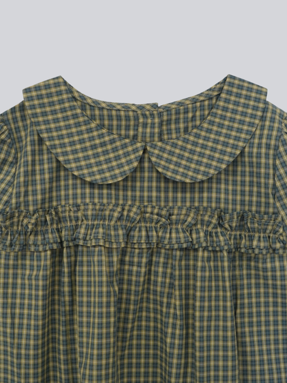check frill collar blouse