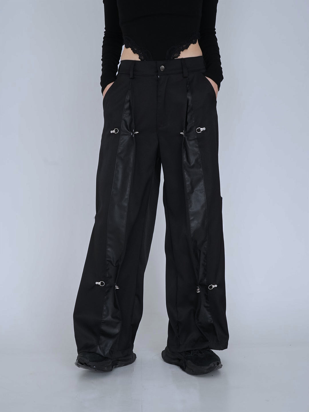 double material pin pants