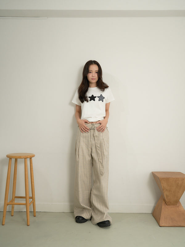 stripe wide pants