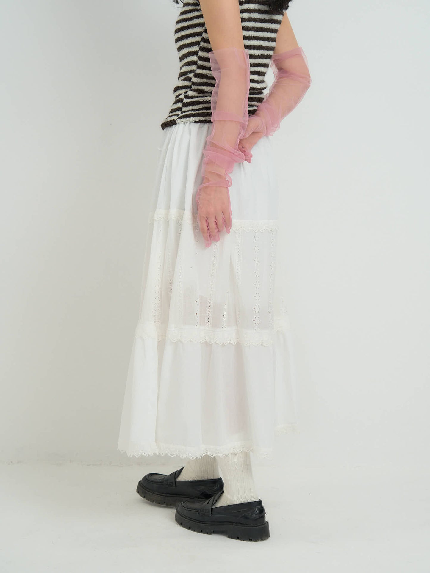 lace tiered long skirt