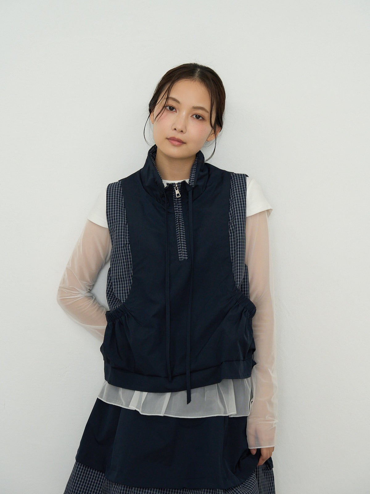 check vest & skirt set