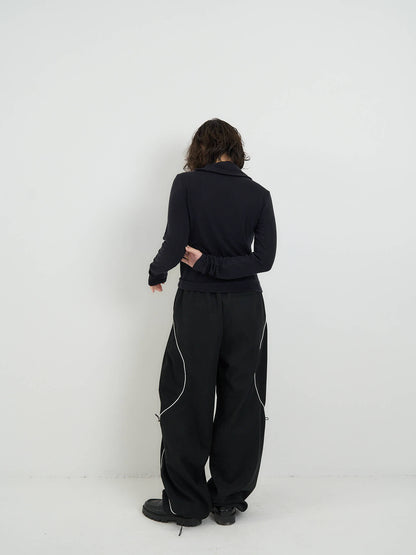 stitch line wide pants