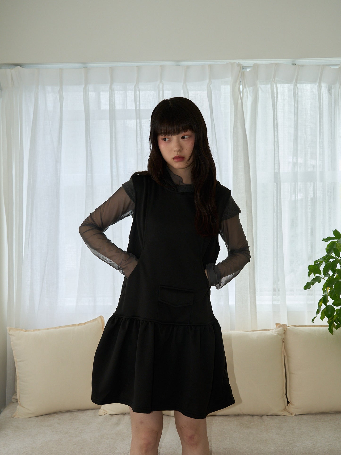 シアー 重ね着風トップス 大人カジュアル レディース Uenui