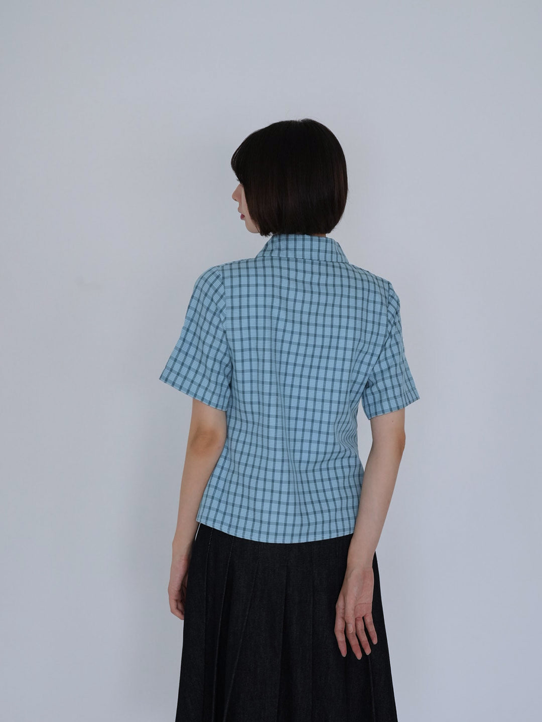 retro check button shirt