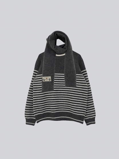 border knit top scarf set