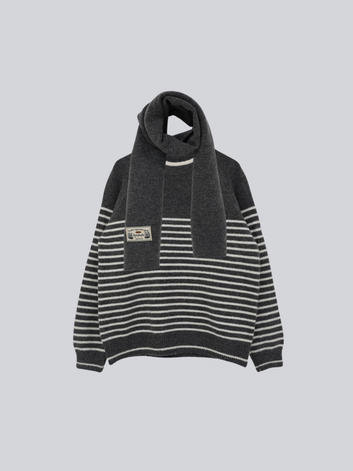 border knit top scarf set