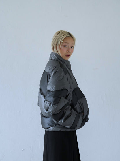 wave bicolor down jacket