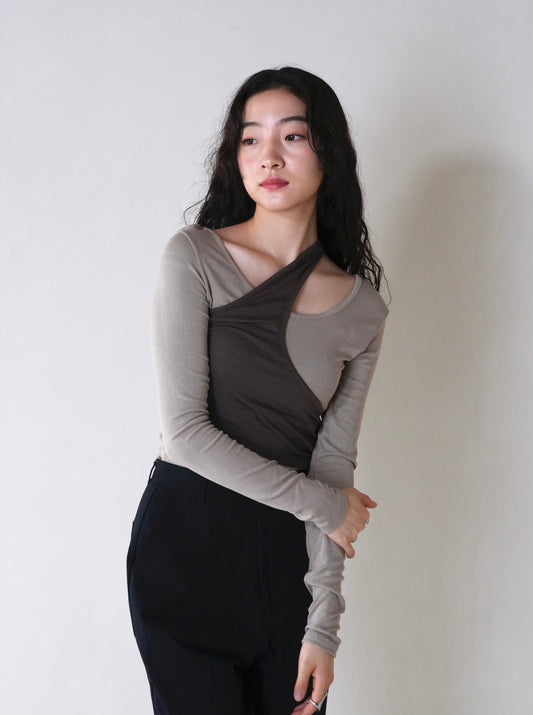 one shoulder layered tops