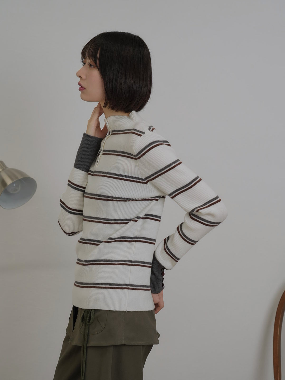 border rib knit  top