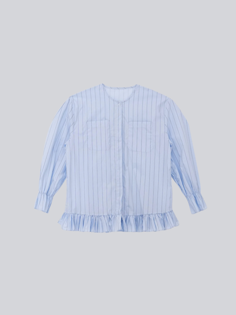 stripe frill big blouse