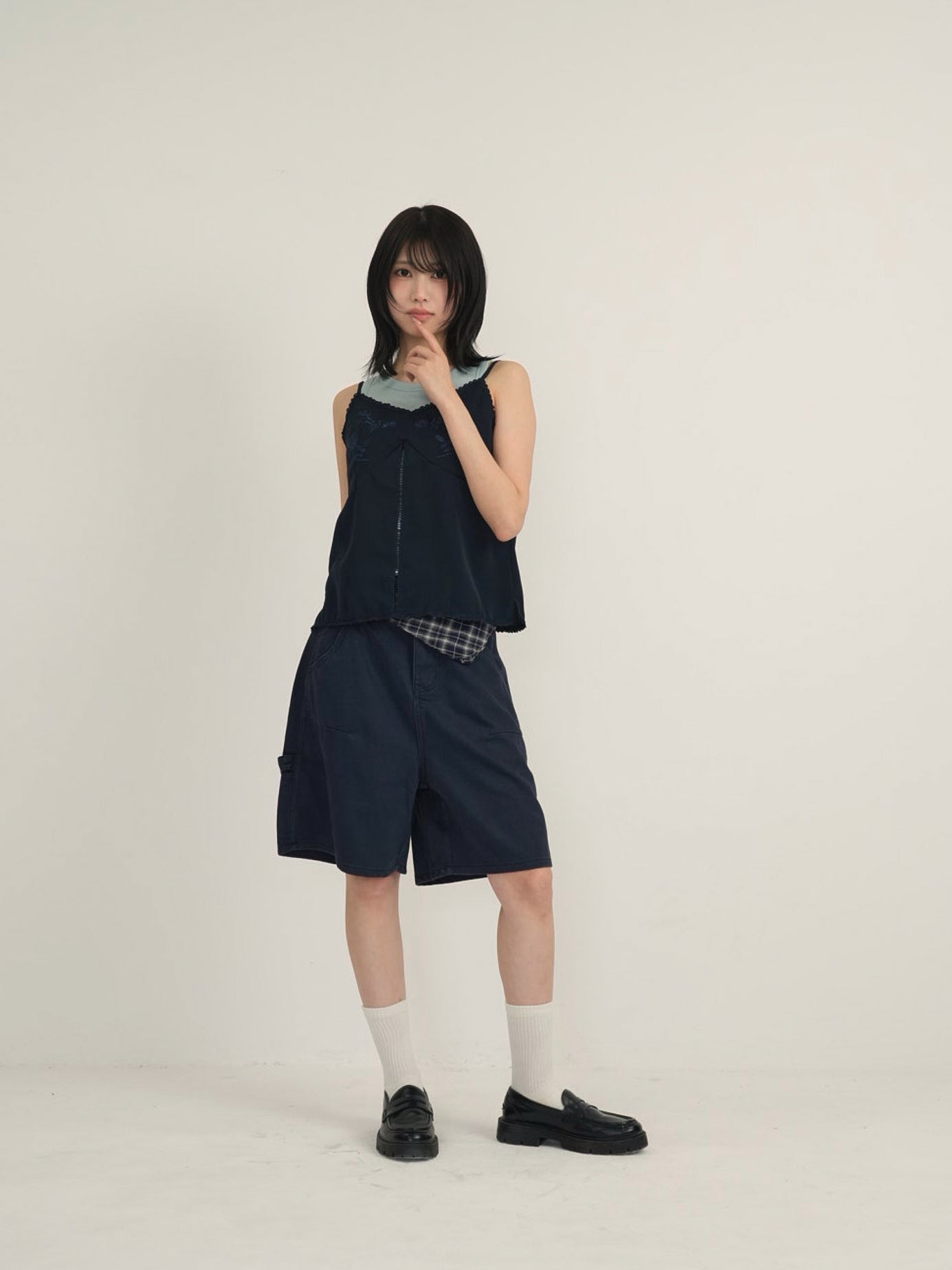 waist check cargo half pants