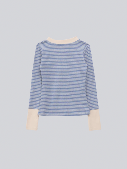layered striped henley top