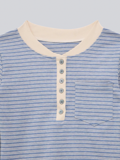 layered striped henley top