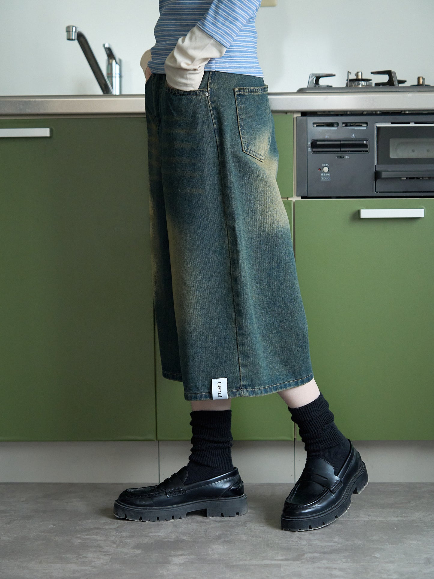 wide denim culottes