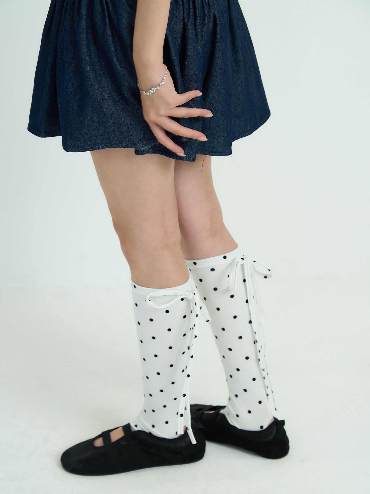 polka dot lace-up leg warmers
