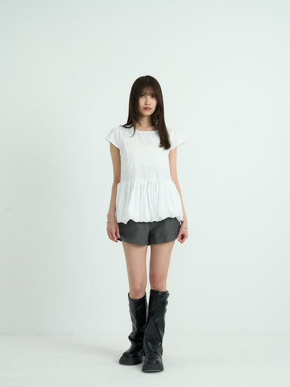 peplum puff sleeve blouse