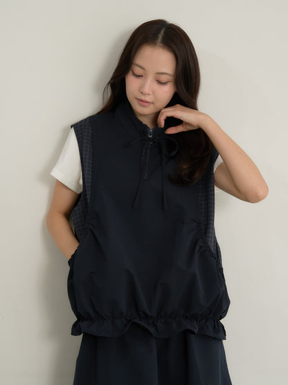 check vest & skirt set