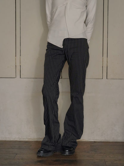 low rise pinstripe flare pants