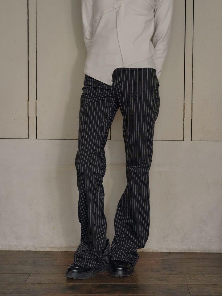 low rise pinstripe flare pants