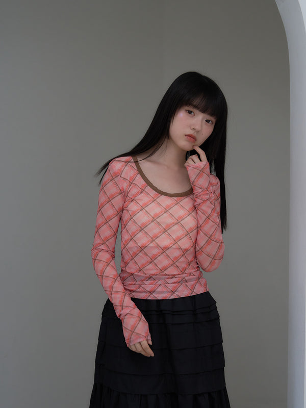 check slim long sleeve tee