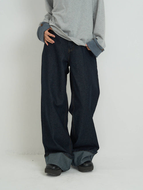 wide leg denim pants