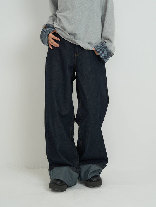 wide leg denim pants