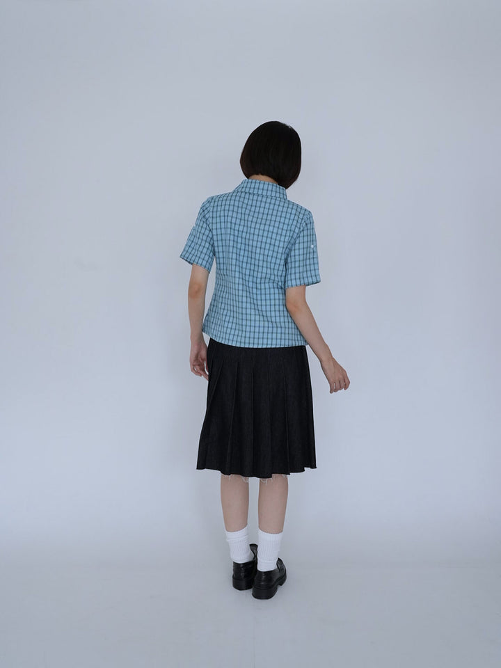 retro check button shirt