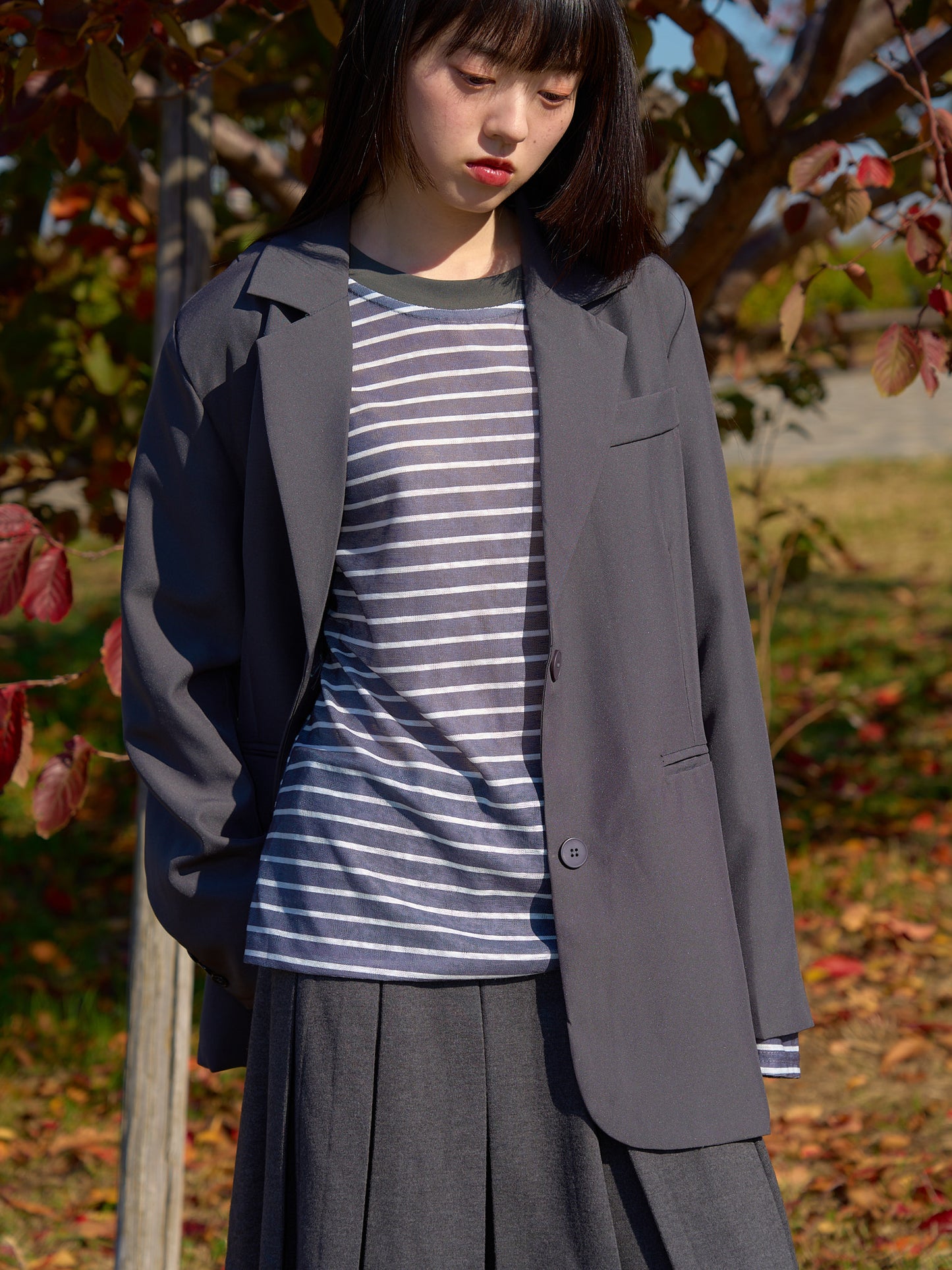 diagonal back slit jacket